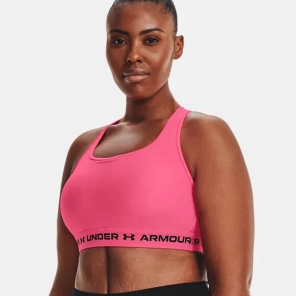 Under Armour Mid Crossback Sports Bra | Size 1X | NWT | Cerise | Medium Support - Picture 1 of 2
